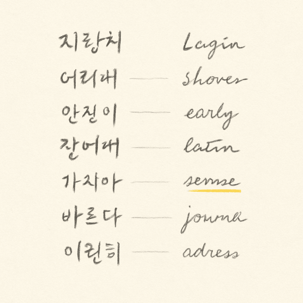 한국어와 영어 발화가 분리되어 짝지어 기록된 transcript